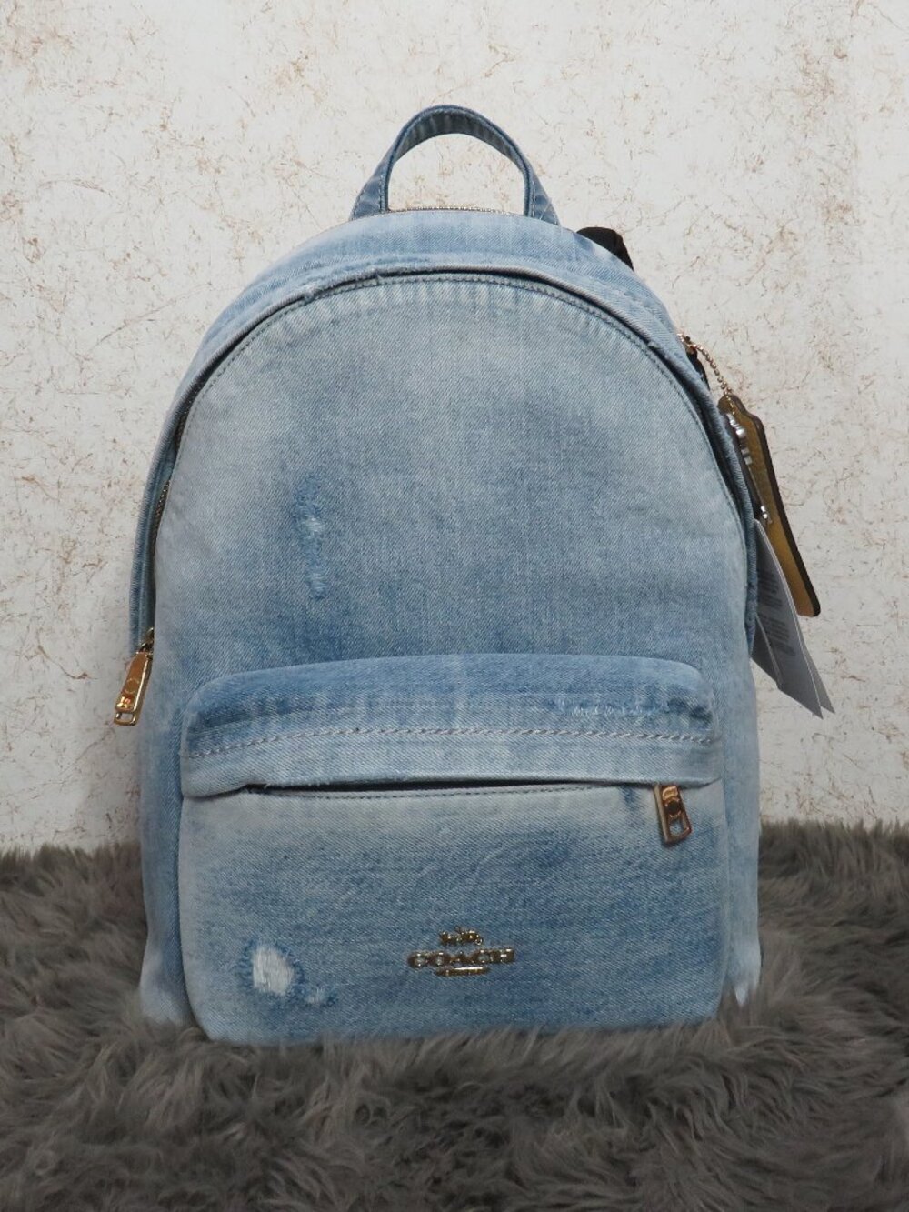 Coach Faded Denim Taylor Small Backpack (Light Indigo)